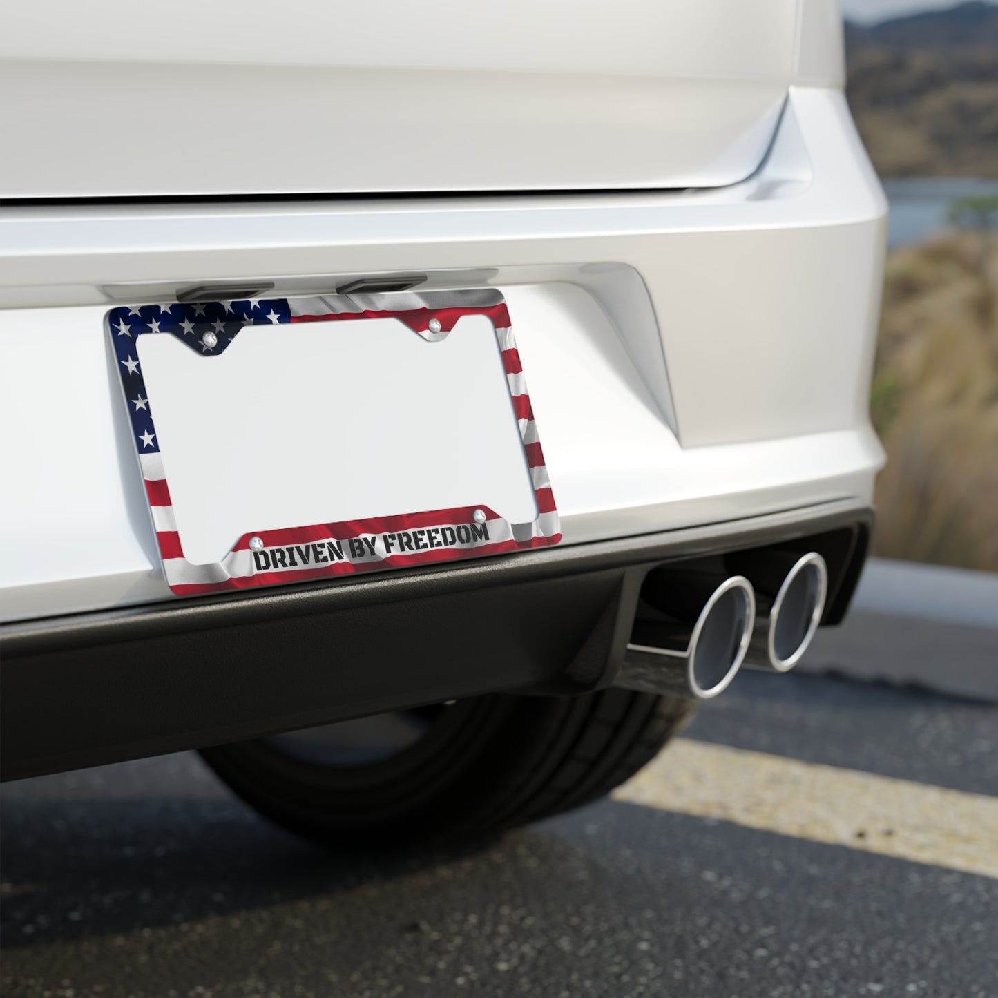 License Plate Frame — "Driven by Freedom"