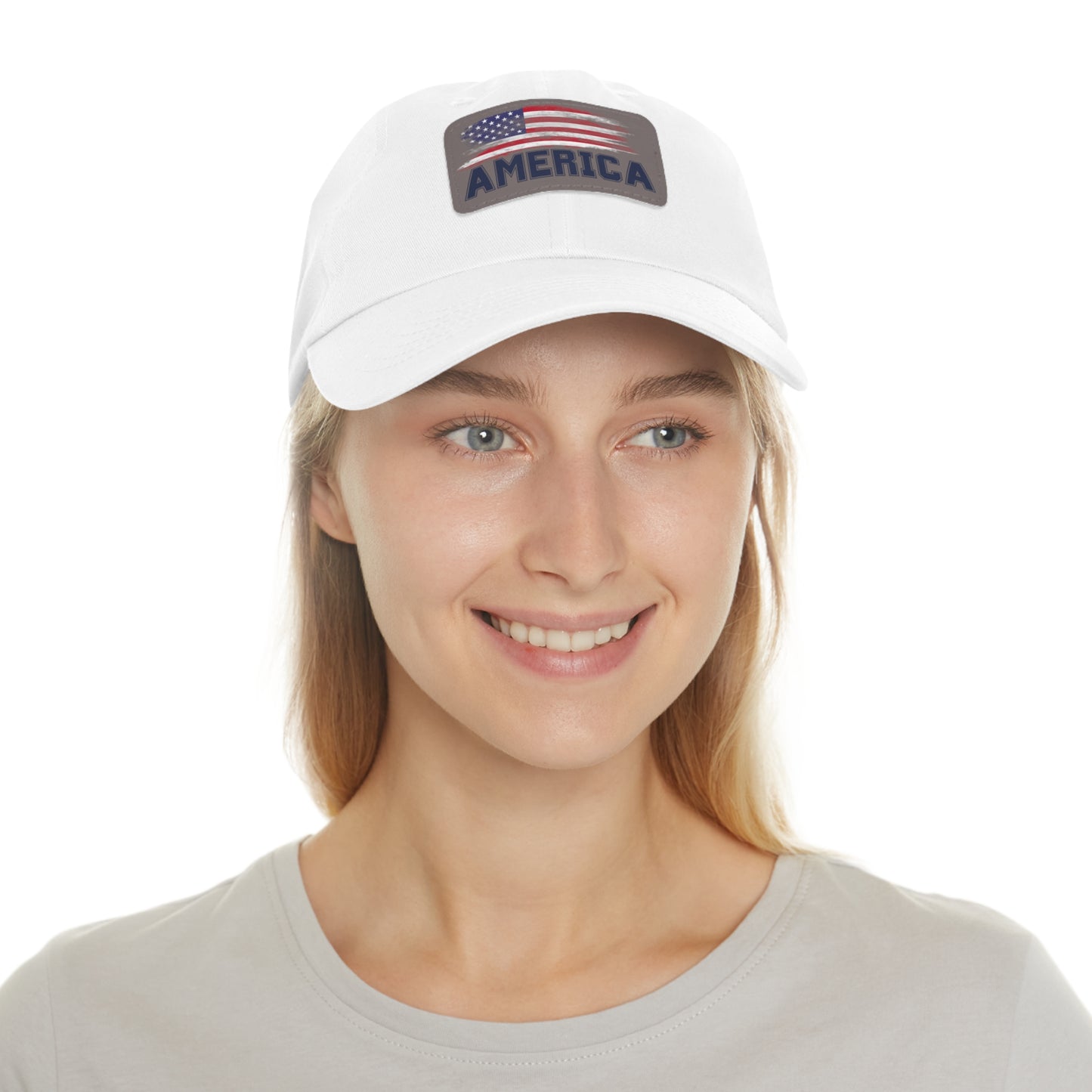 America Flag Leather Patch Dad Hat