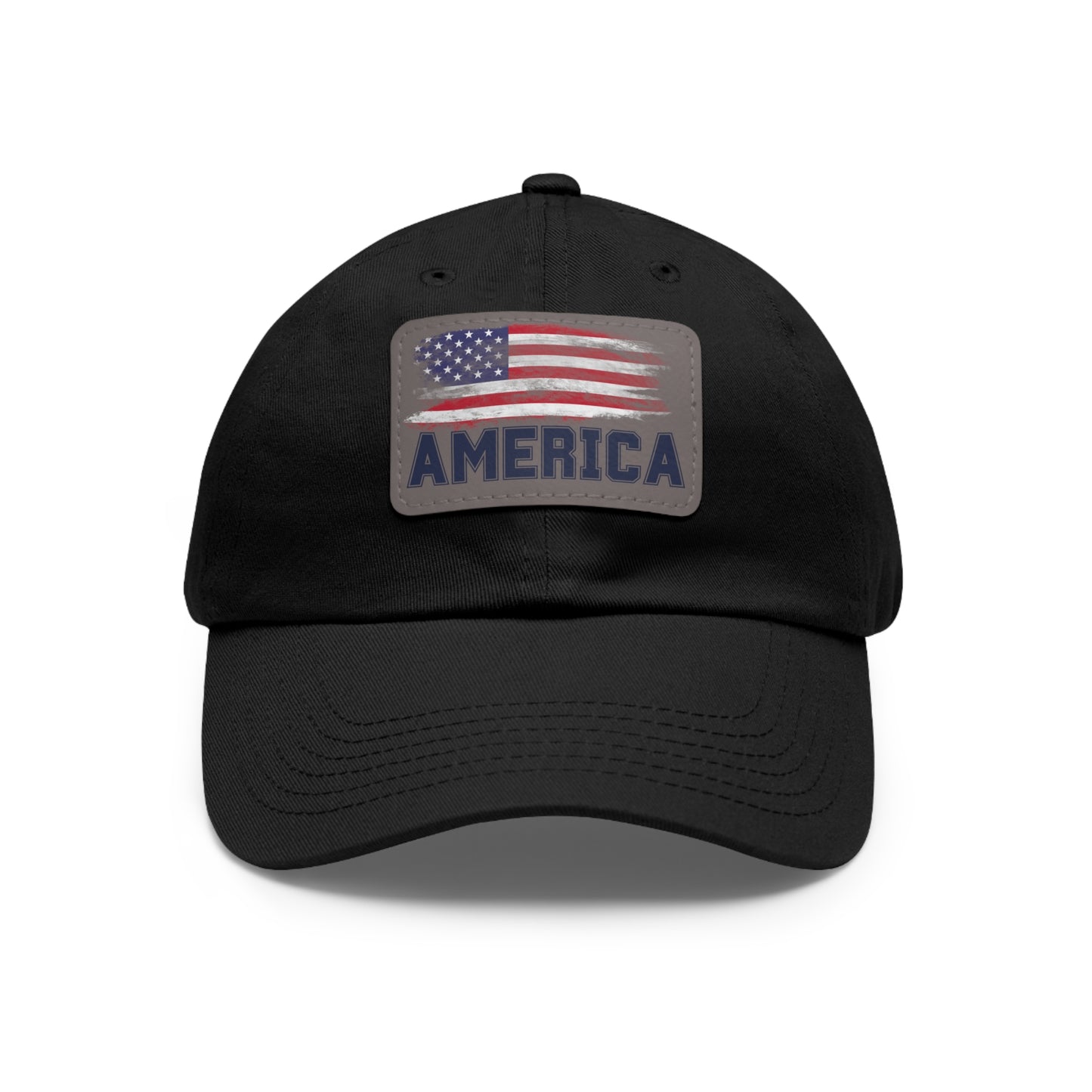 America Flag Leather Patch Dad Hat