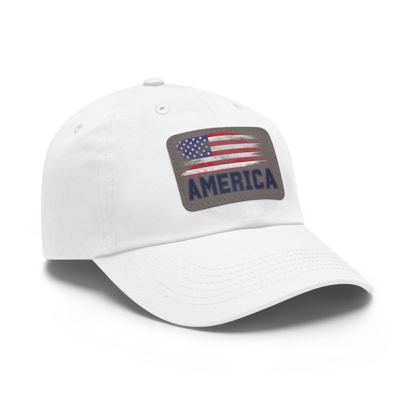 America Flag Leather Patch Dad Hat