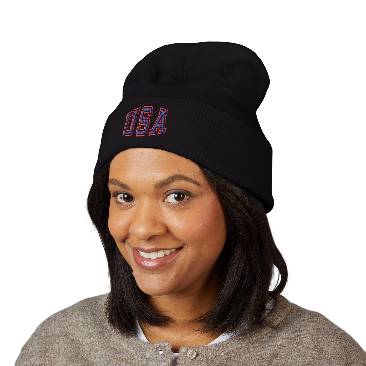 USA Embroidered Cuffed Beanie