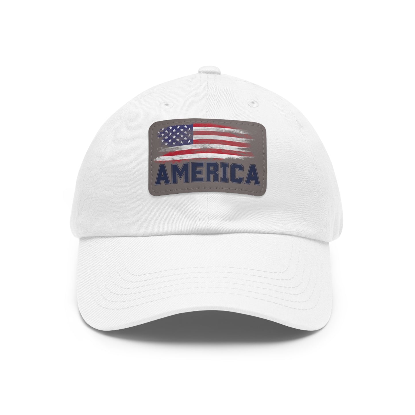 America Flag Leather Patch Dad Hat